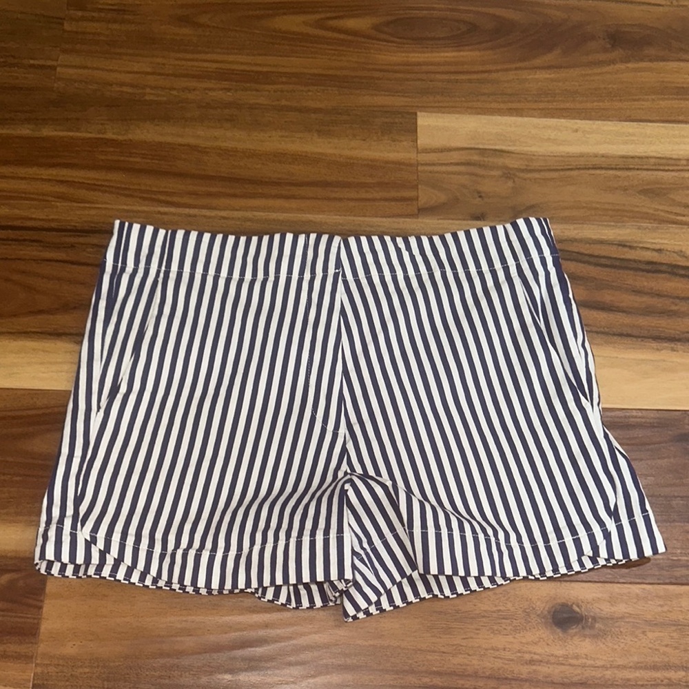 Peach Love California Navy and White Striped High Waist Shorts